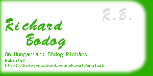 richard bodog business card